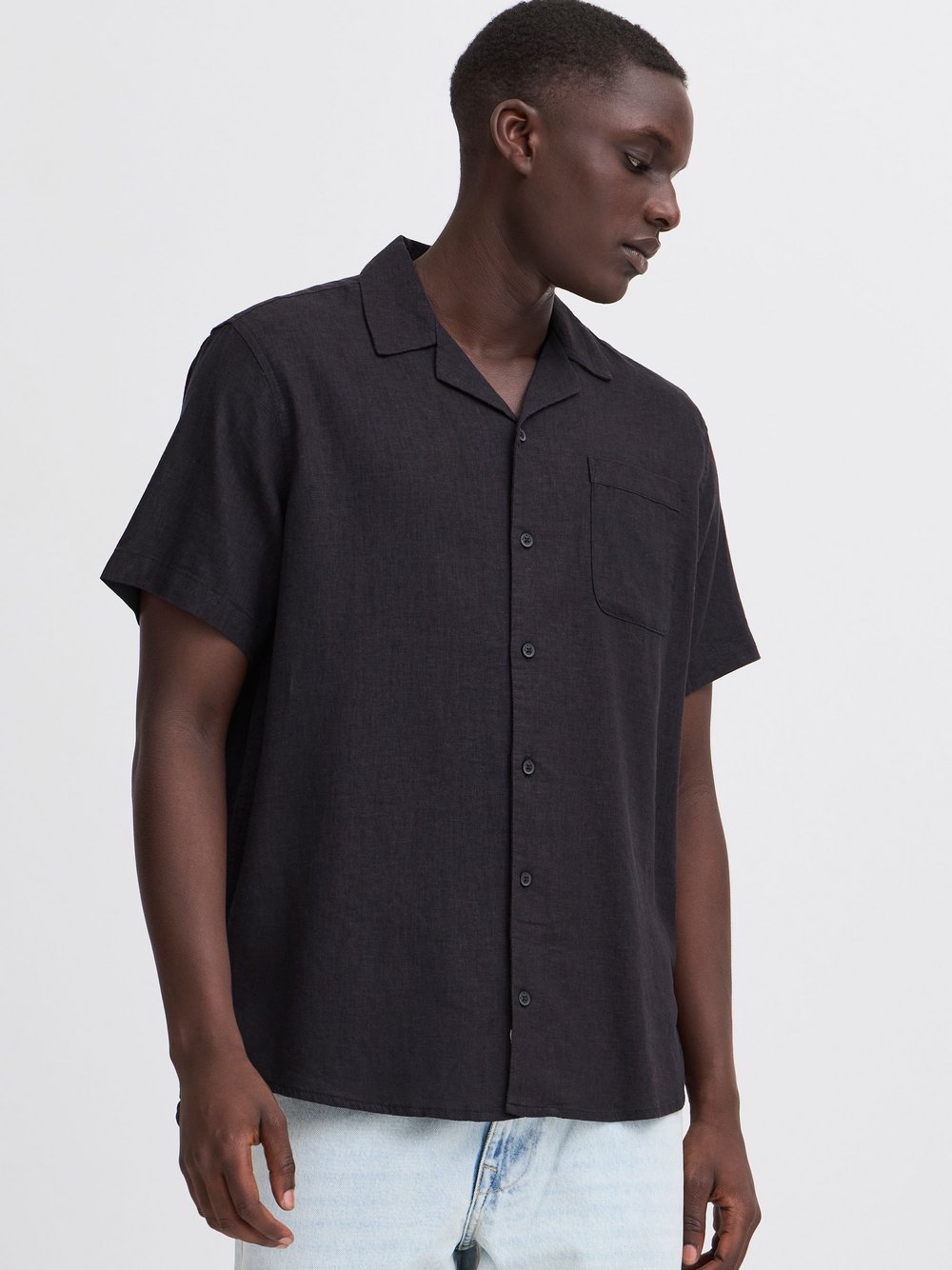 BLEND Kurzarmhemd Herren Regular Fit Leinen