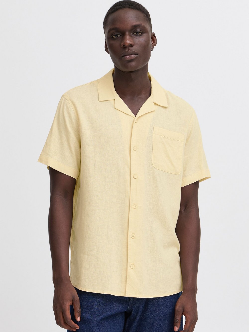 BLEND Kurzarmhemd Herren Regular Fit Leinen