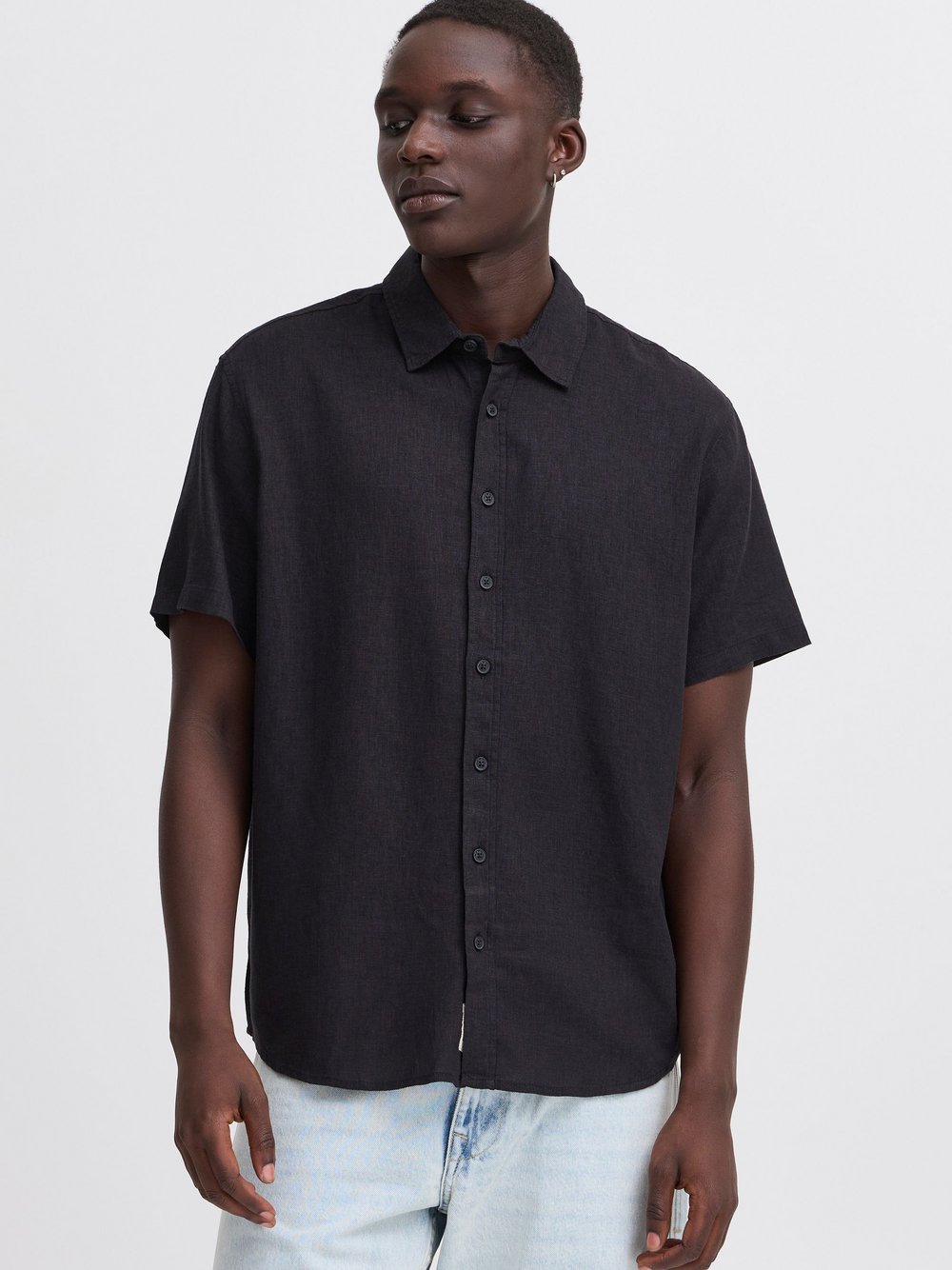 BLEND Kurzarmhemd Herren Regular Fit Leinen