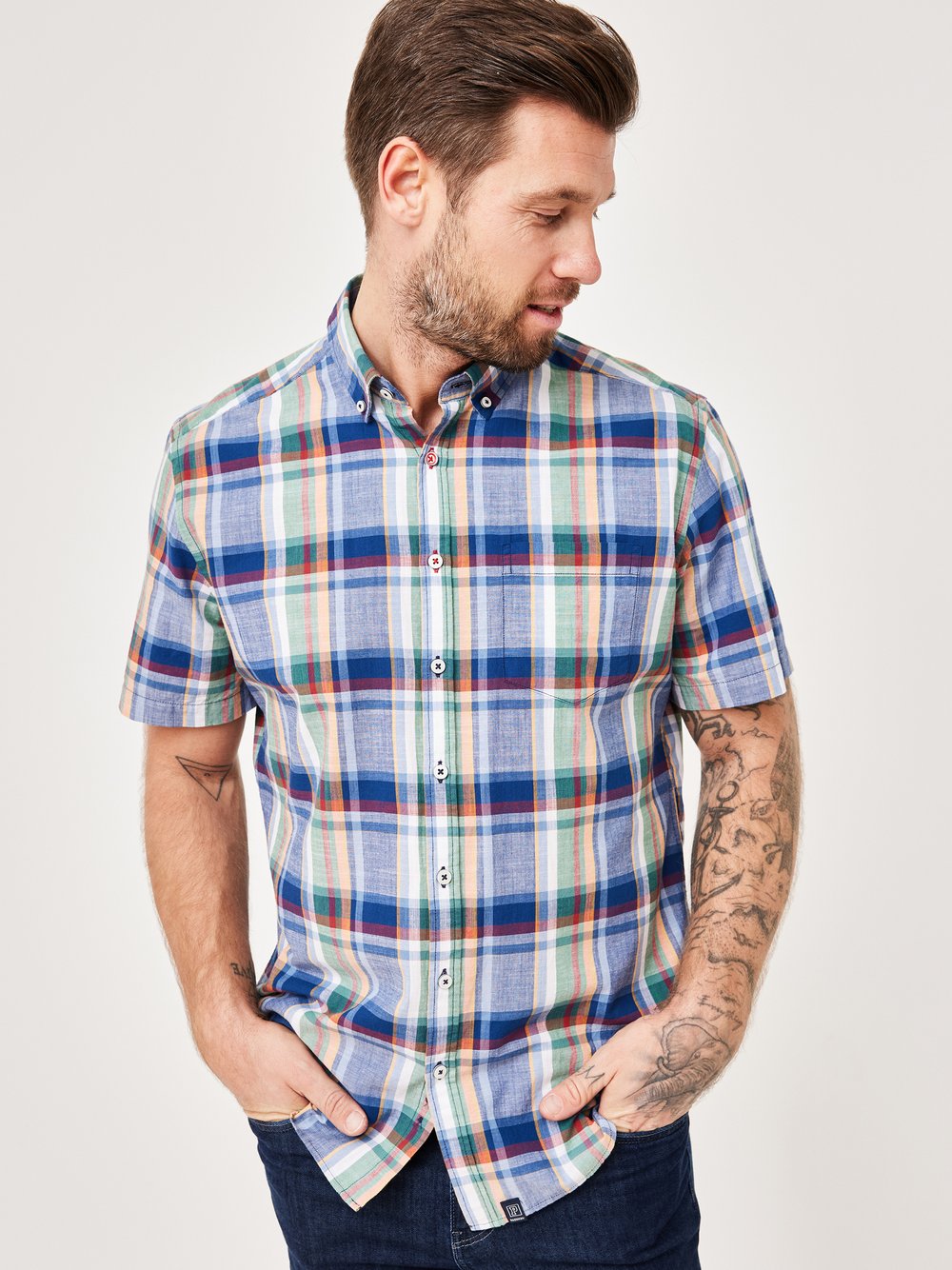 Paddock`s Baumwollhemd Herren Regular Fit Baumwolle kariert