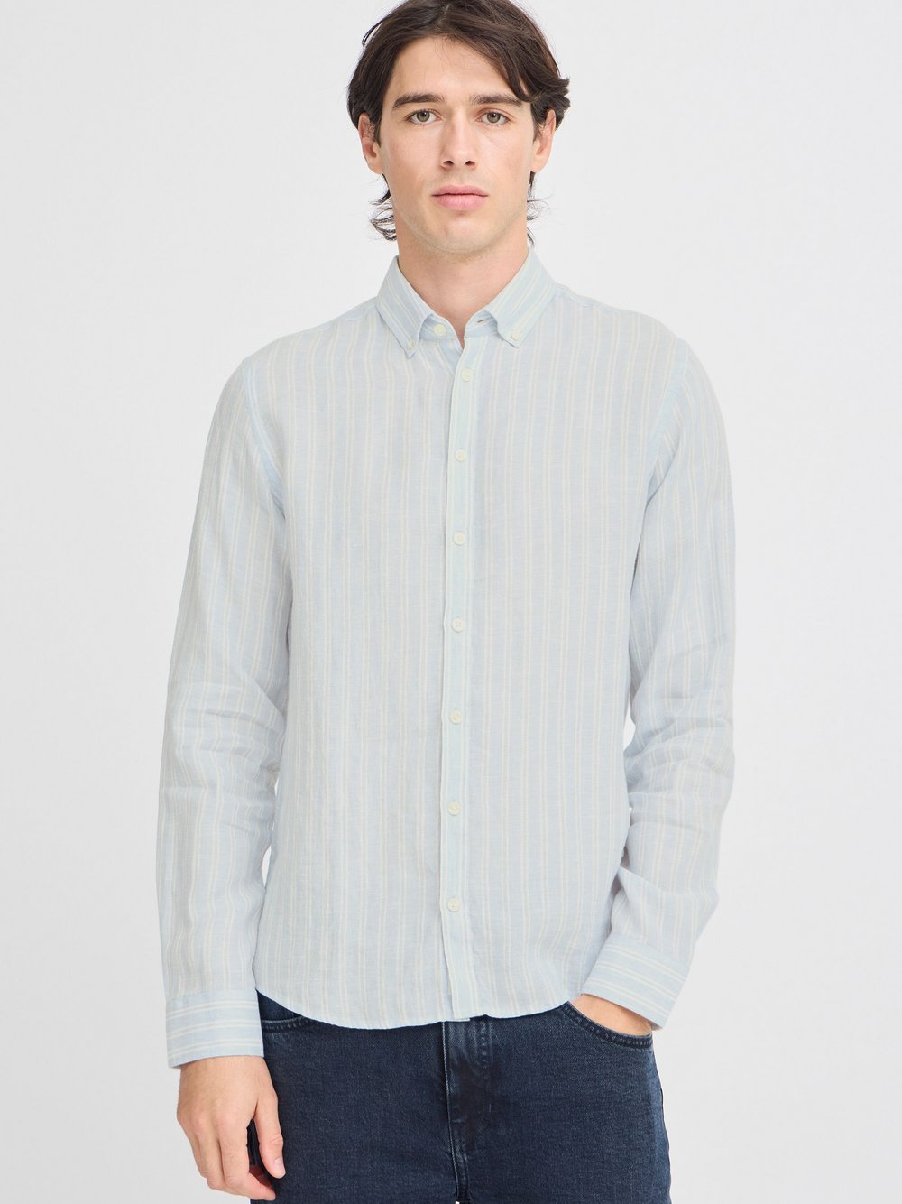 Solid Langarmhemd Herren Regular Fit Textil