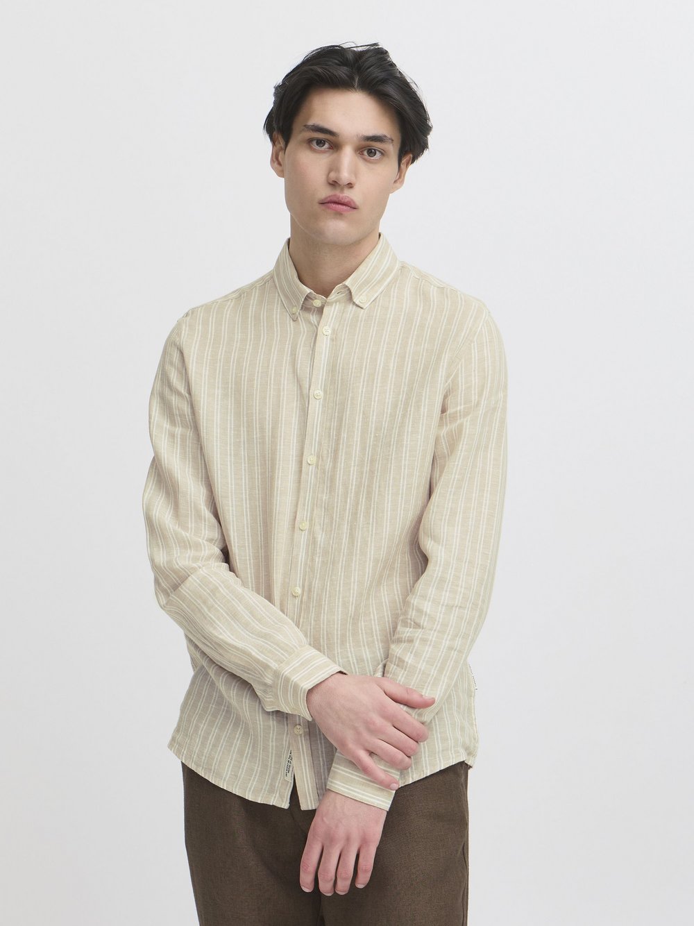 Solid Langarmhemd Herren Regular Fit Textil