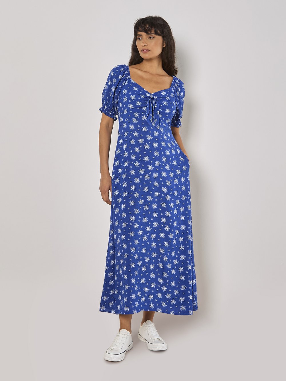 Apricot Midikleid Damen Viskose gemustert
