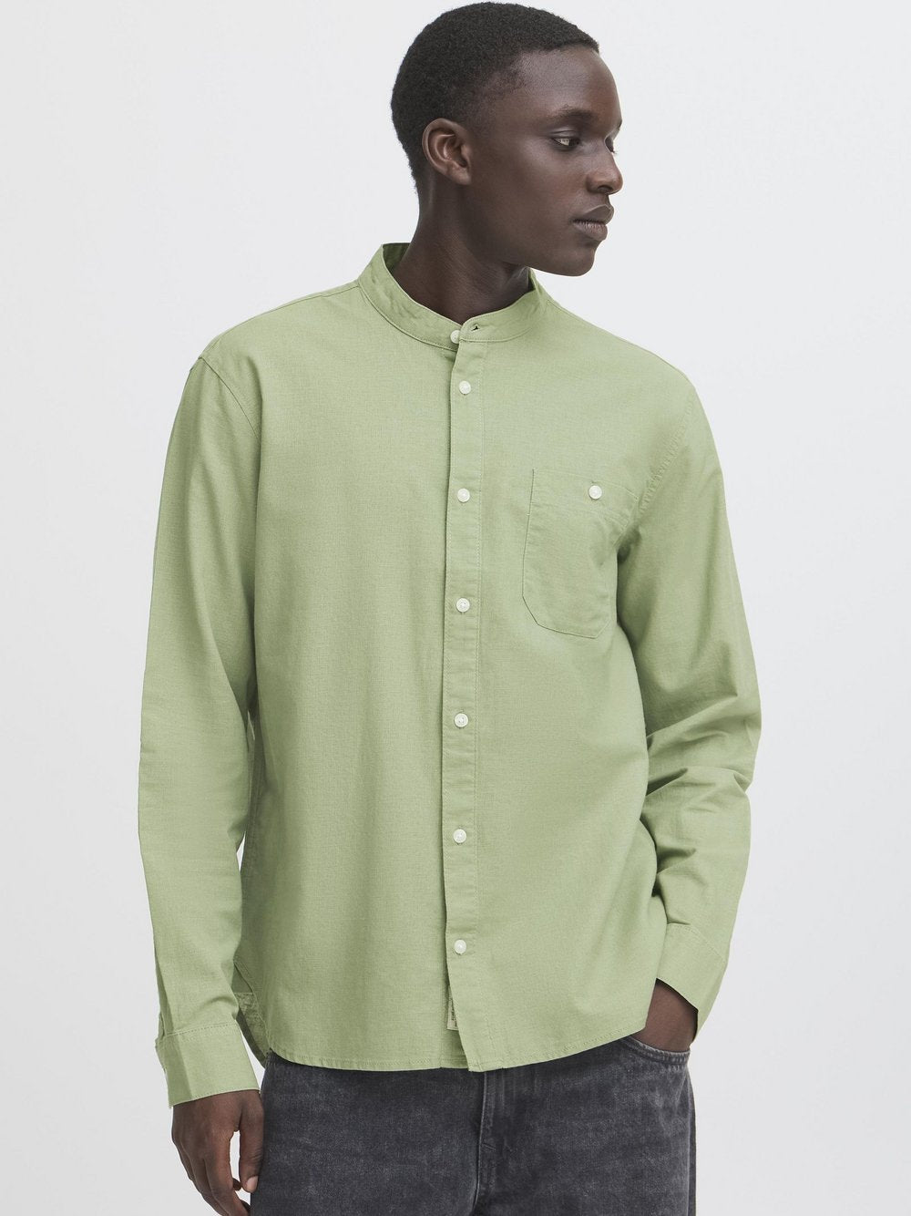 Solid Langarmhemd Herren Regular Fit Textil