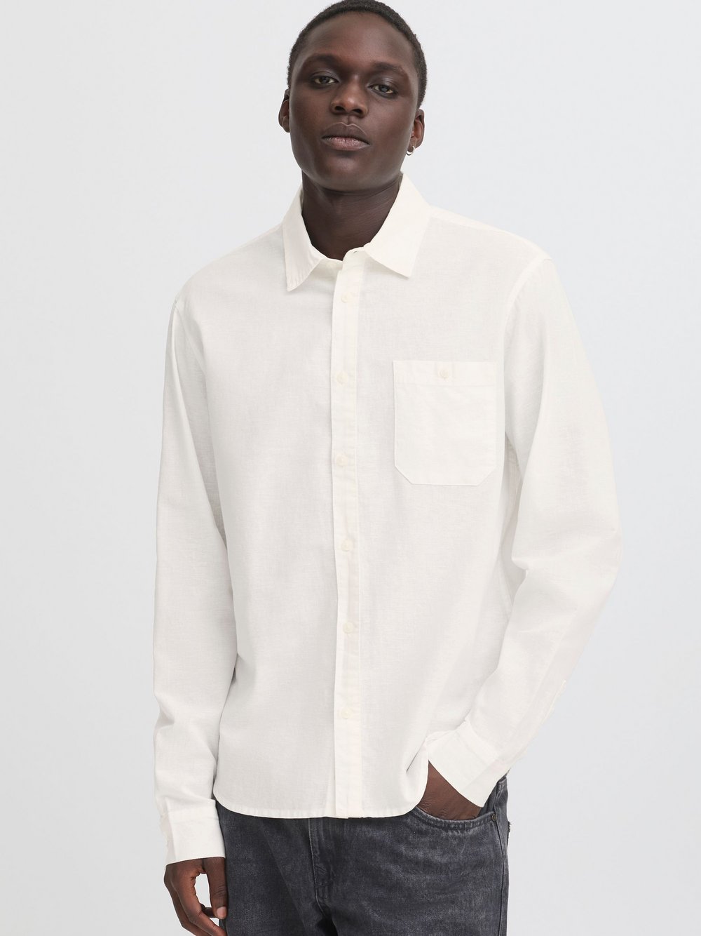 Solid Langarmhemd Herren Regular Fit Textil