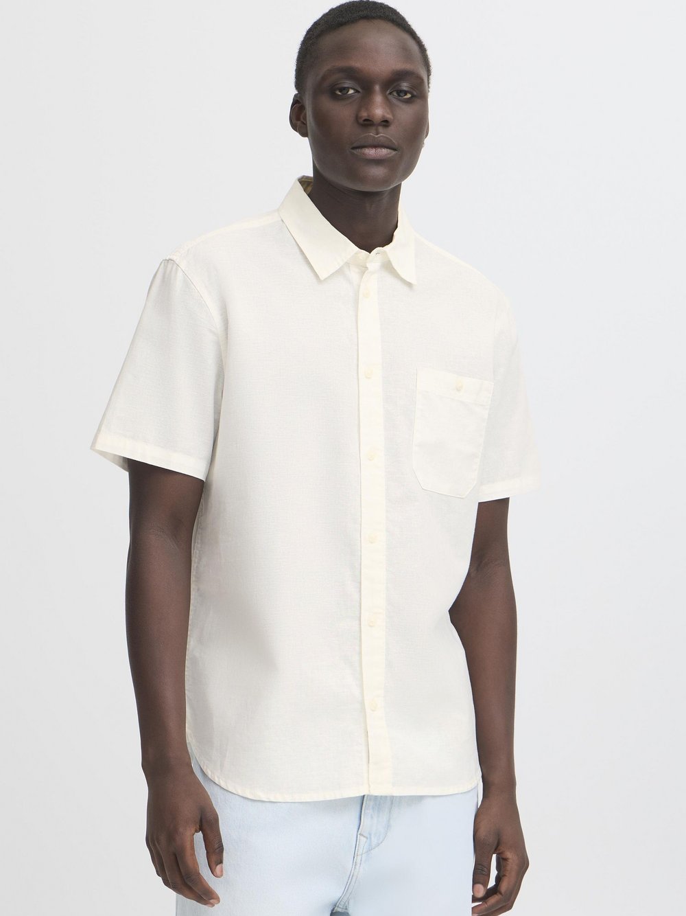 BLEND Kurzarmhemd Herren Regular Fit Leinen