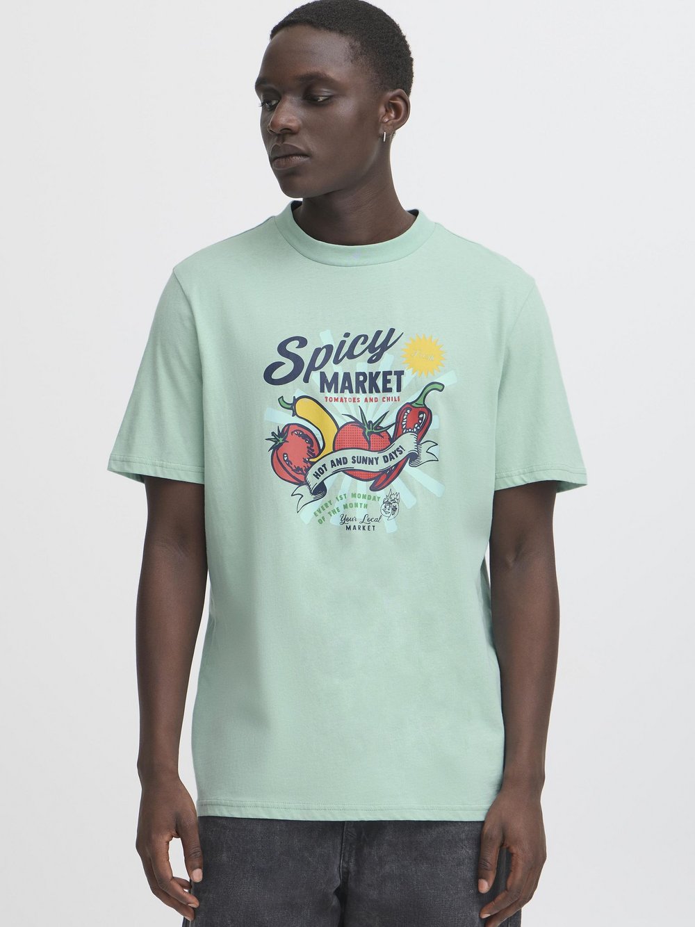 BLEND T-Shirt Herren Baumwolle gemustert