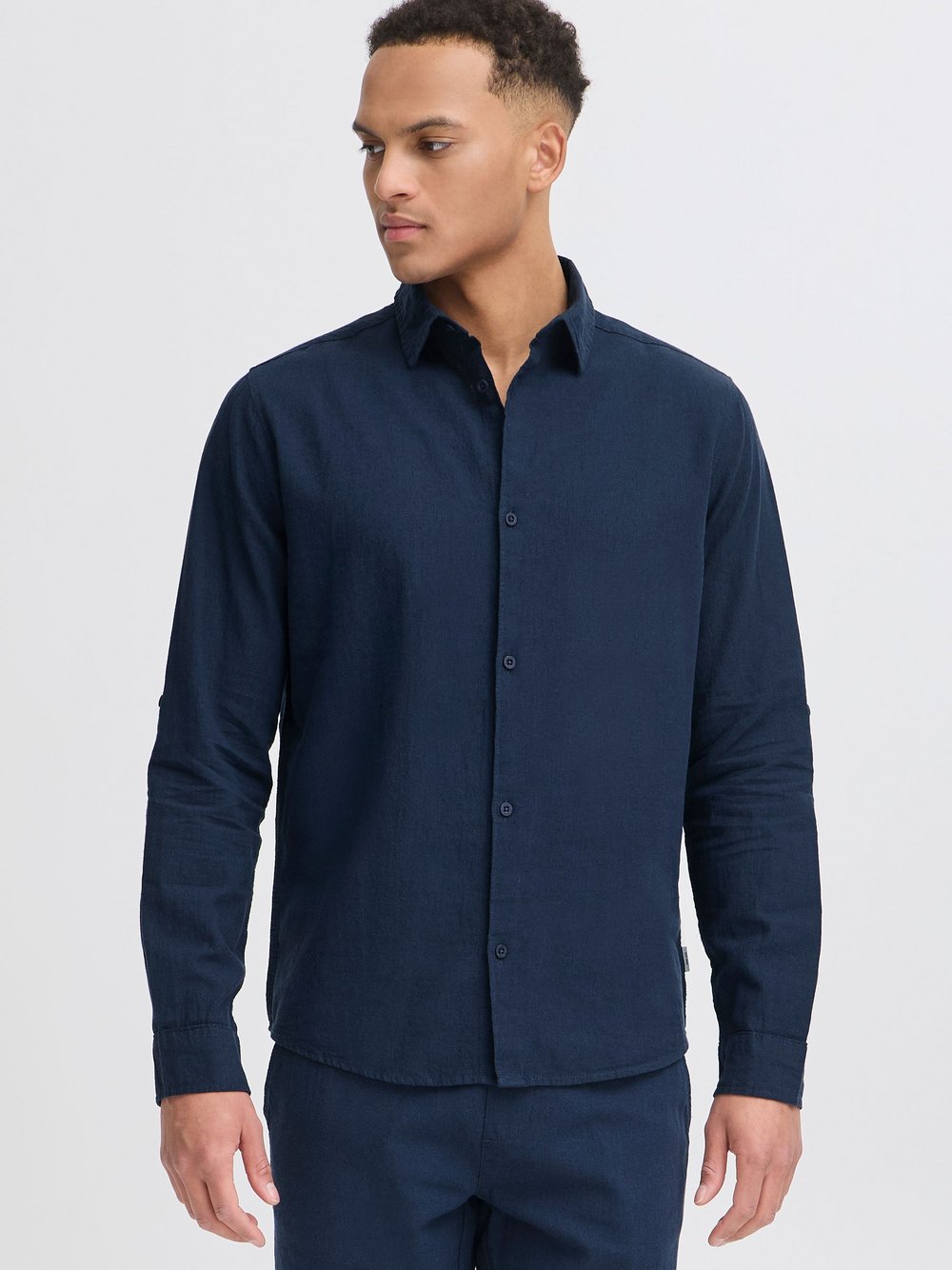 Solid Langarmhemd Herren Regular Fit Textil