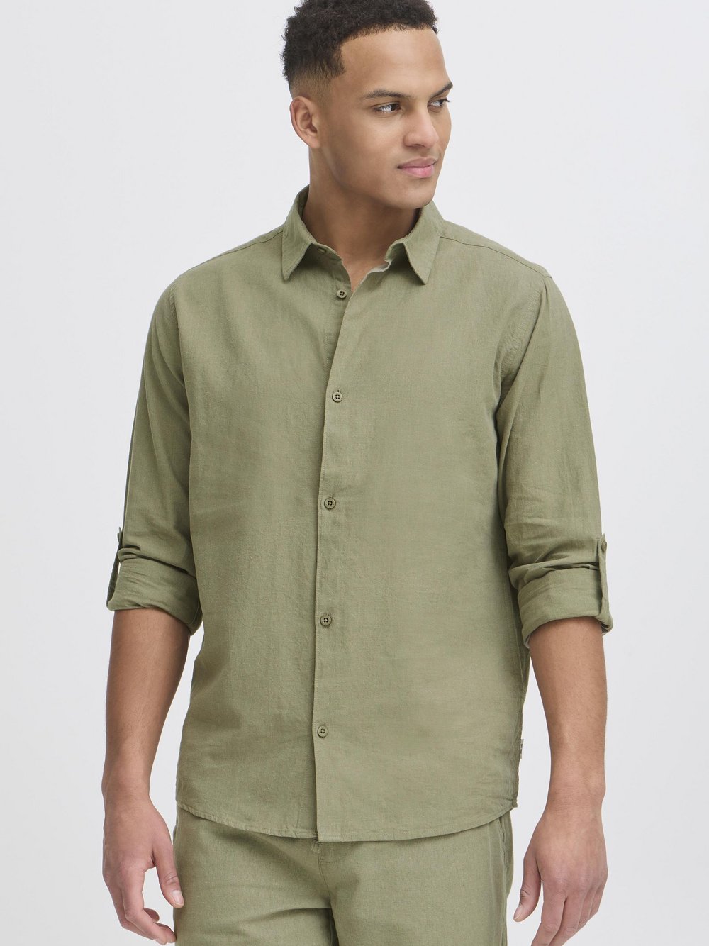 Solid Langarmhemd Herren Regular Fit Textil