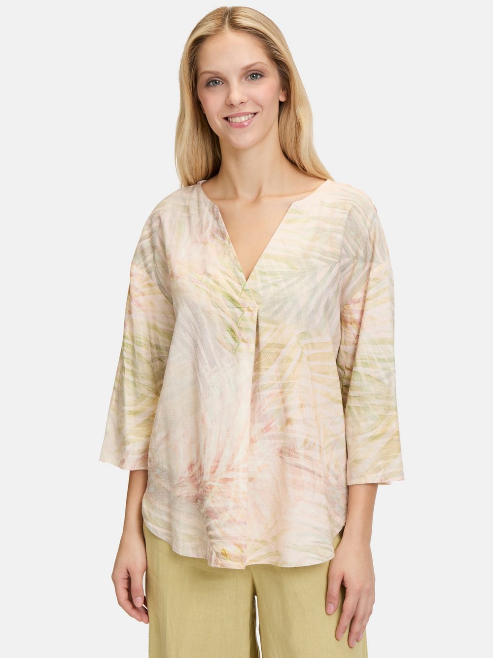 Cartoon Leinenbluse Damen gemustert