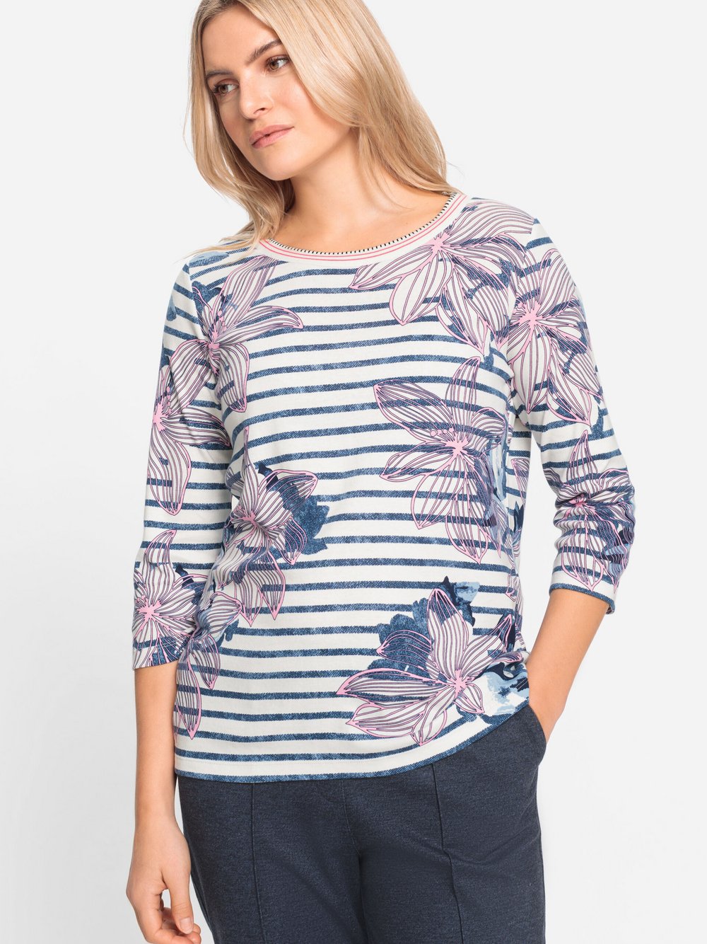Olsen Shirt Damen Baumwolle gestreift