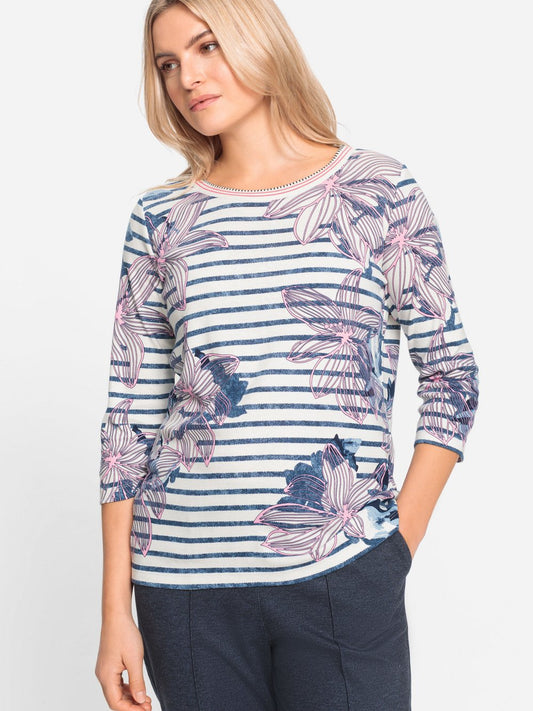 Olsen Shirt Damen Baumwolle gestreift