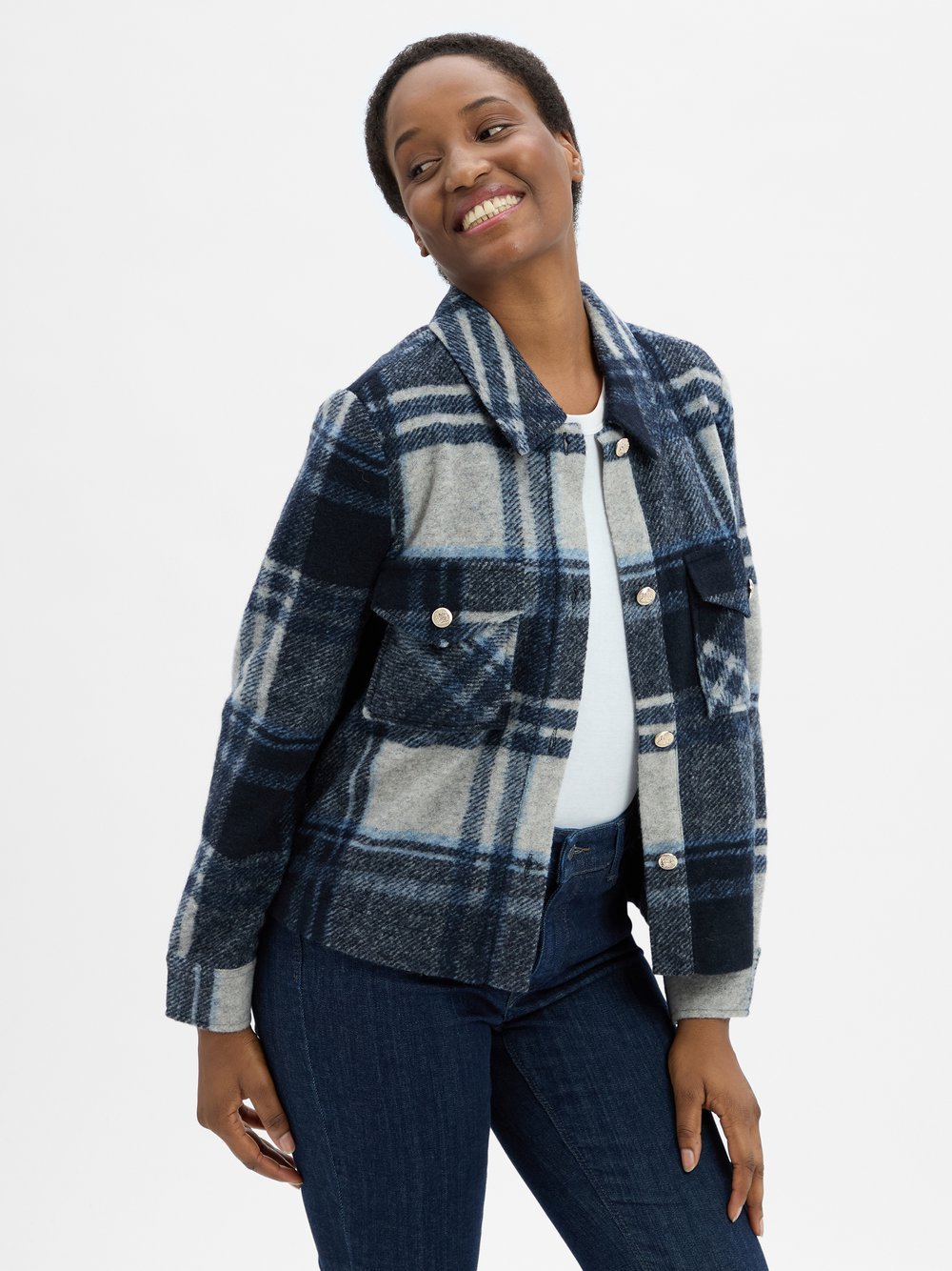 s.Oliver Übergangsjacke mit Woll-Anteil Damen kariert