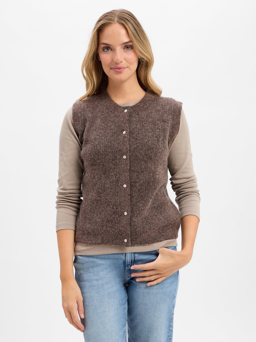 Marie Lund Strickweste mit Alpaka-Anteil Damen Wolle