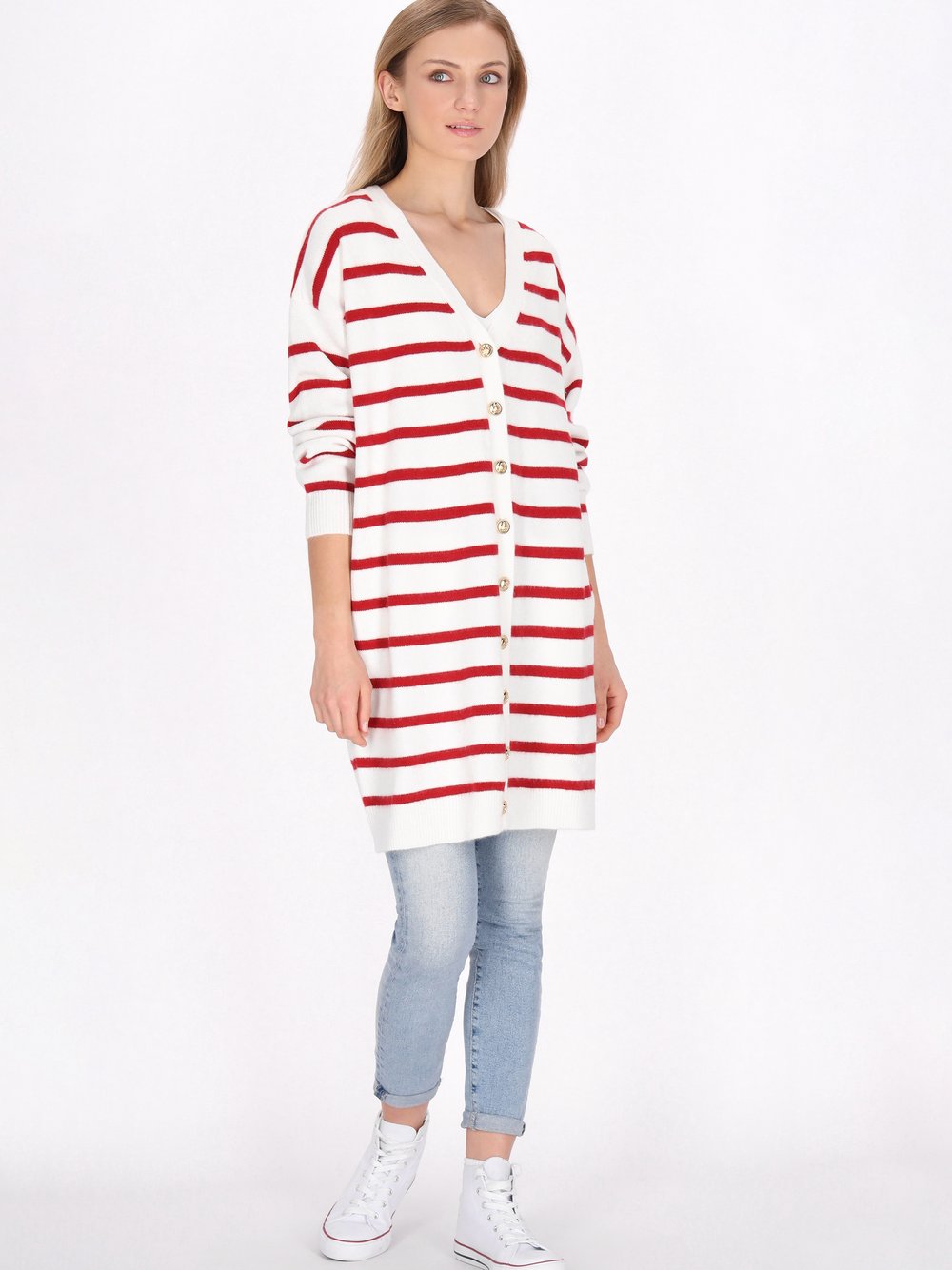 Dreimaster Strickjacke Damen Viskose gestreift
