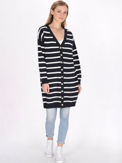 Dreimaster Strickjacke Damen Viskose gestreift