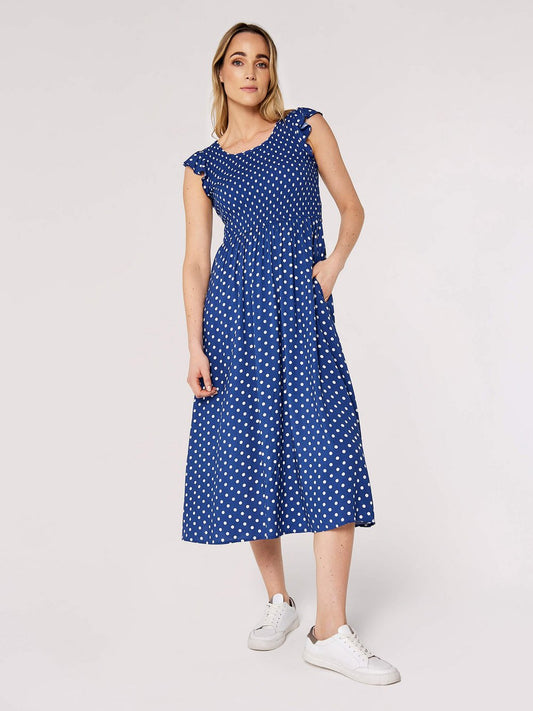 Apricot Midikleid Damen Viskose gepunktet