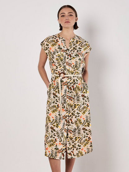 Apricot Midikleid Damen Viskose gemustert