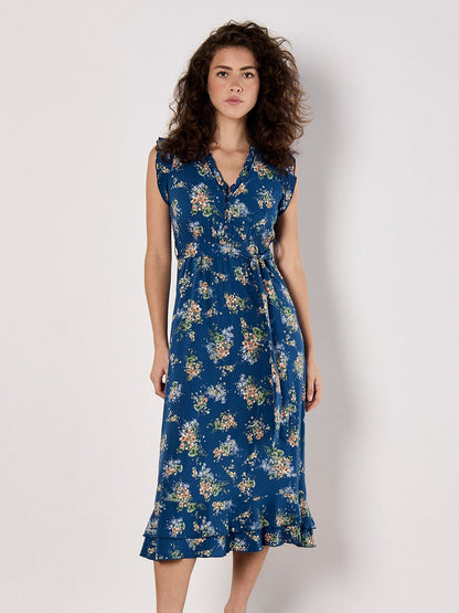 Apricot Midikleid Damen Viskose gemustert