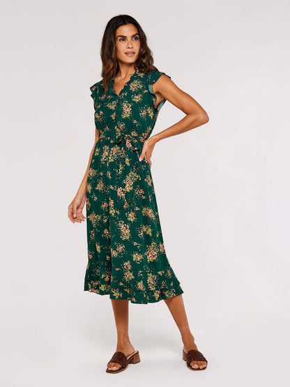 Apricot Midikleid Damen Viskose gemustert