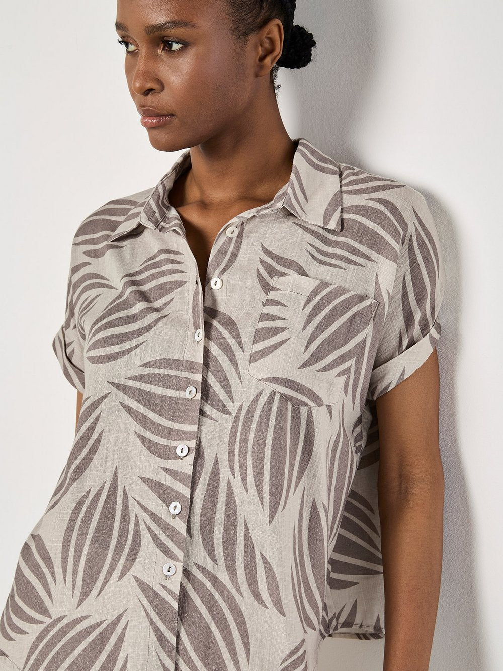 Apricot Bluse Damen Viskose gemustert