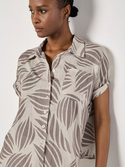 Apricot Bluse Damen Viskose gemustert