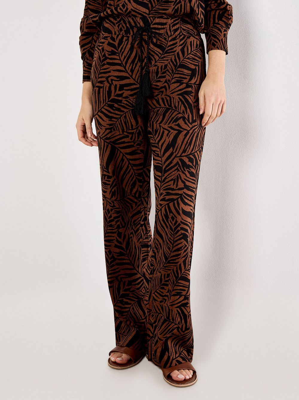 Apricot Hose Damen Leinen gemustert