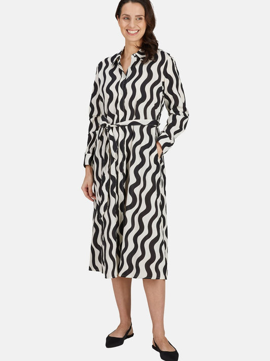 Label Maxikleid Damen Baumwolle bedruckt