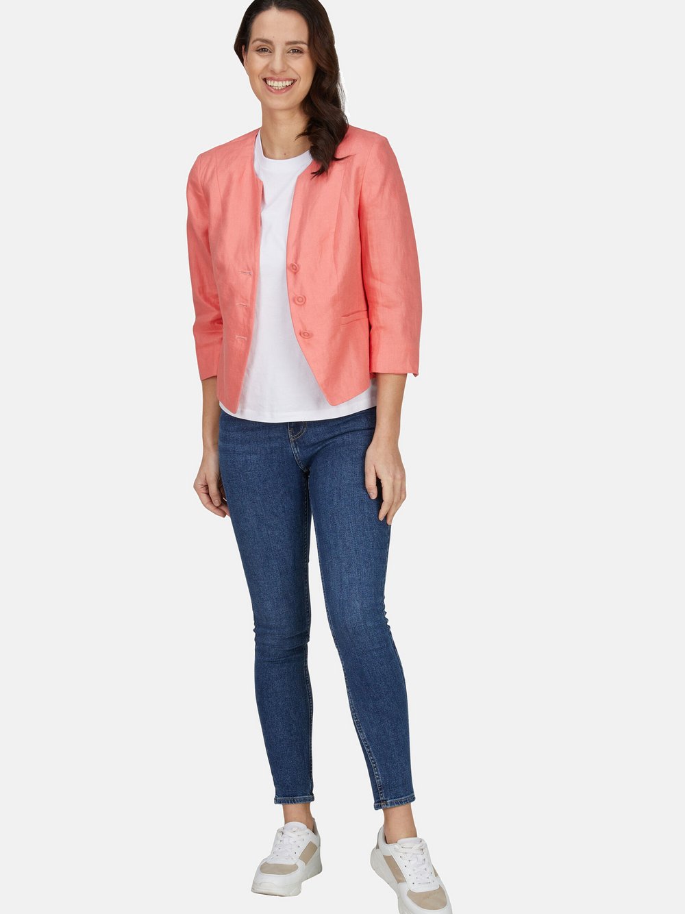 Label Blazer Damen Leinen
