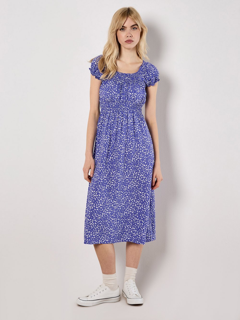 Apricot Midikleid Damen Viskose gemustert