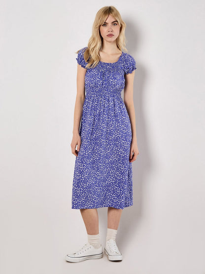 Apricot Midikleid Damen Viskose gemustert