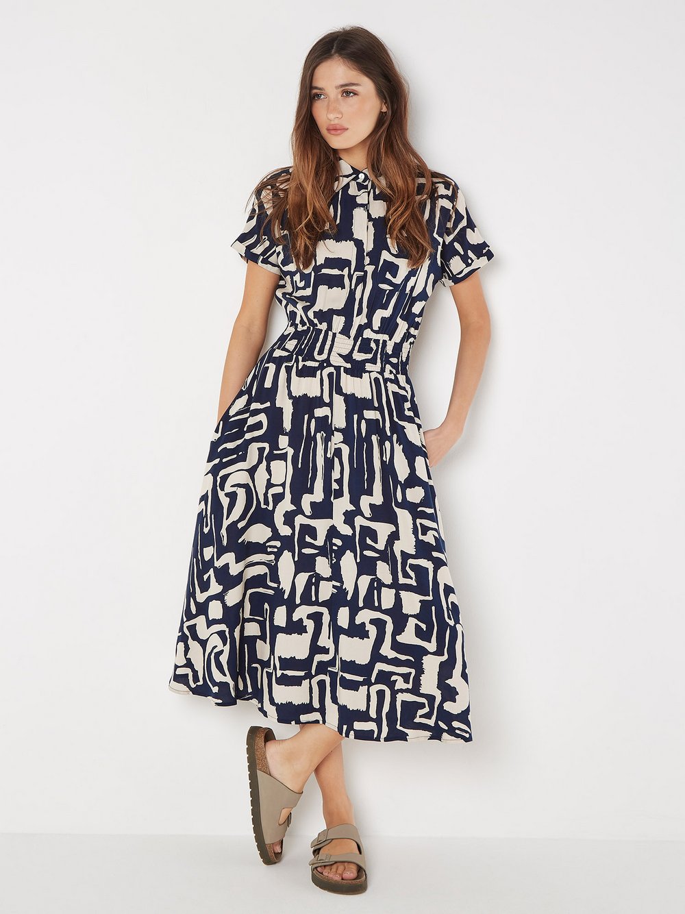 Apricot Midikleid Damen Viskose bedruckt
