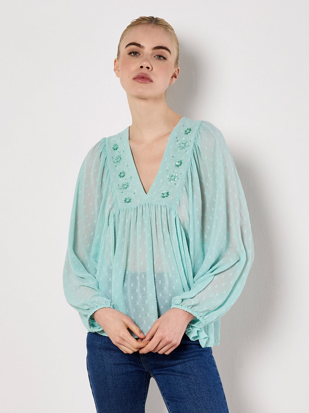 Apricot Bluse Damen strukturiert