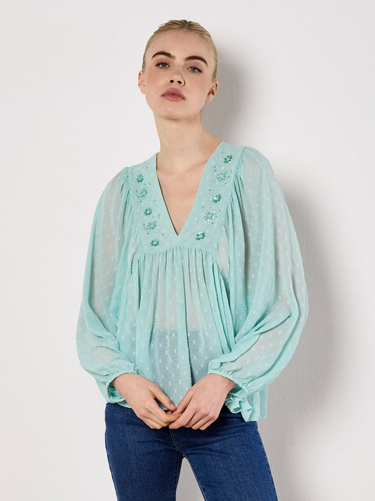 Apricot Bluse Damen strukturiert