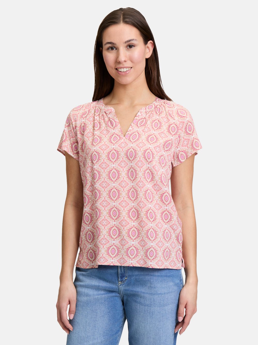 Cartoon Blusenshirt Damen Viskose gemustert