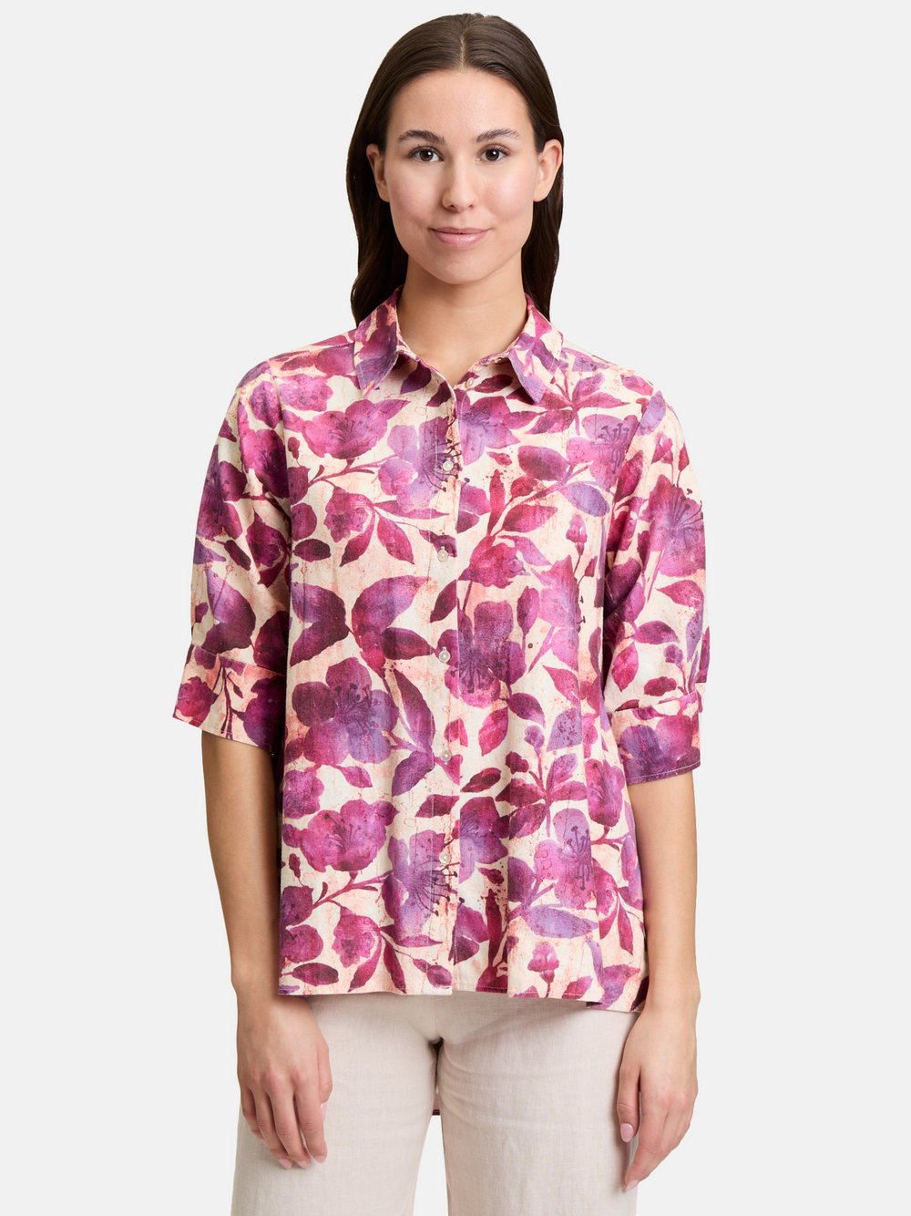 Cartoon Leinenbluse Damen gemustert