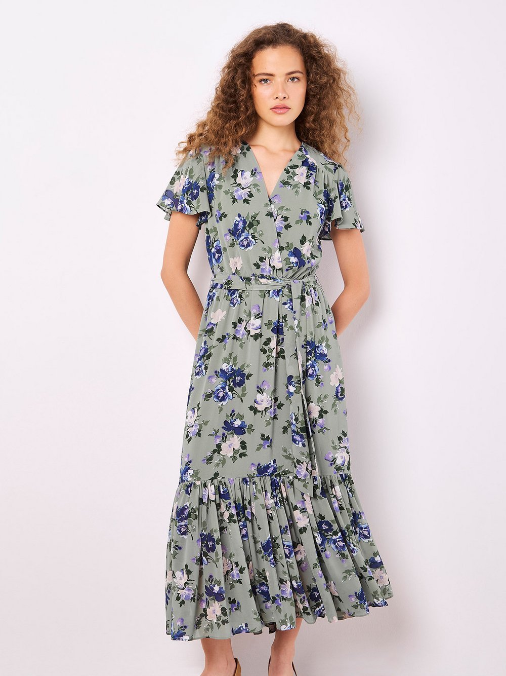 Apricot Midikleid Damen gemustert