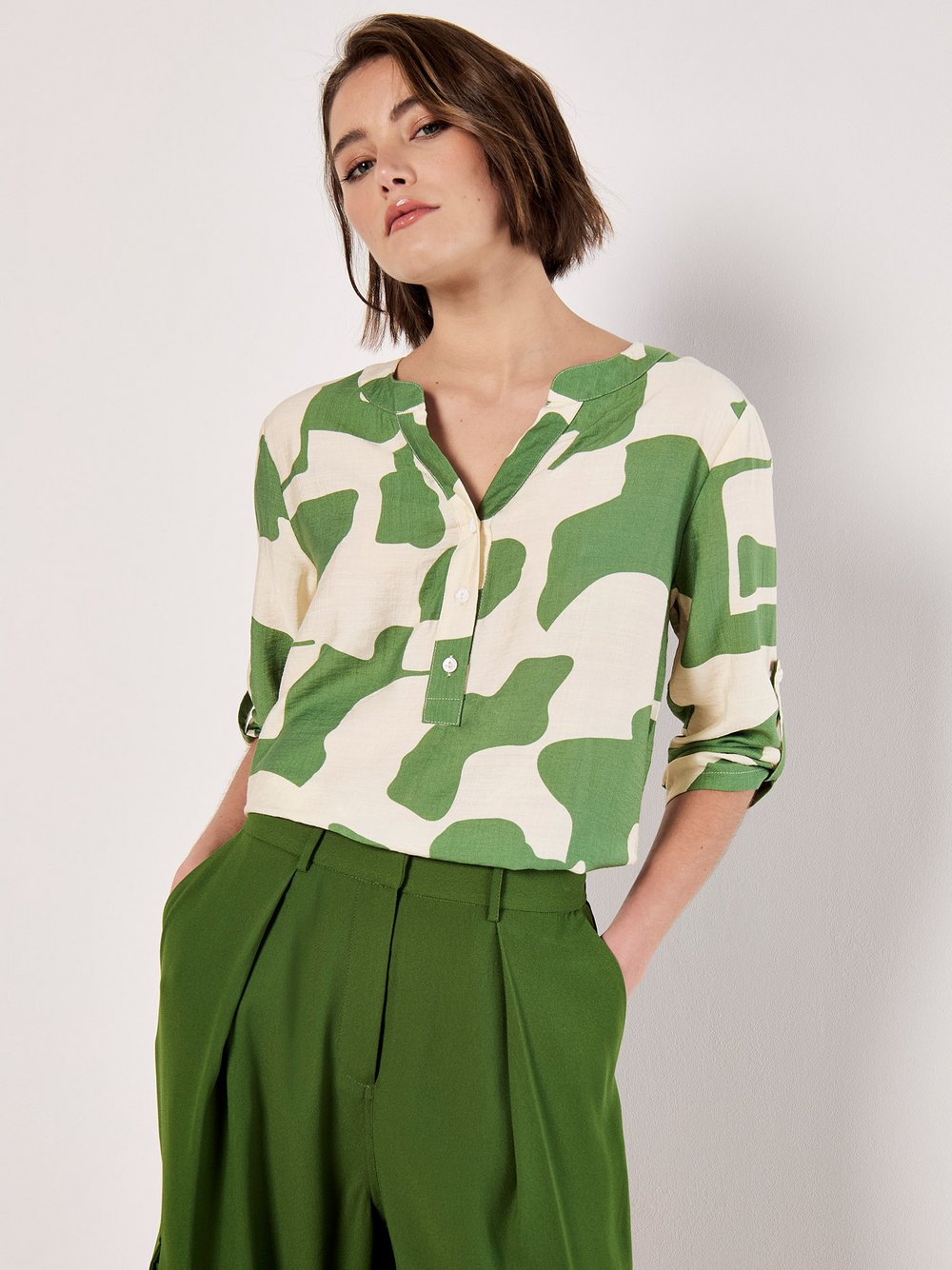 Apricot Bluse Damen Viskose gemustert