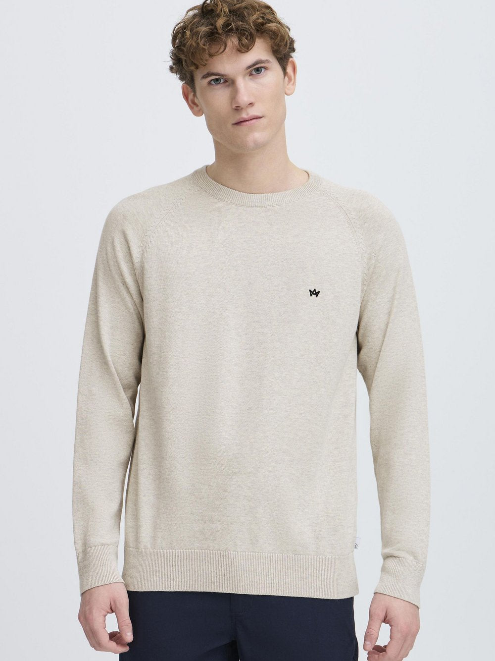 BLEND Rundhalspullover Herren Baumwolle gemustert