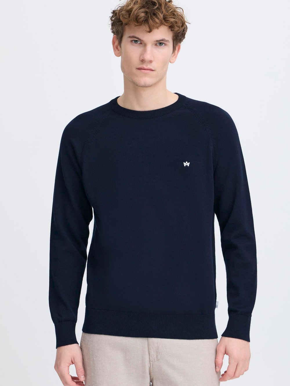 BLEND Rundhalspullover Herren Baumwolle gemustert