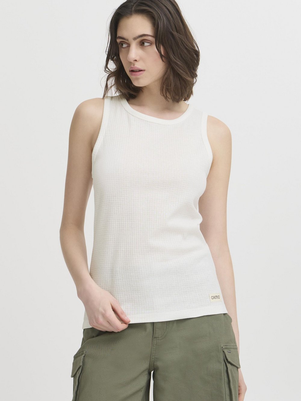 OXMO Shirttop Damen Baumwolle strukturiert