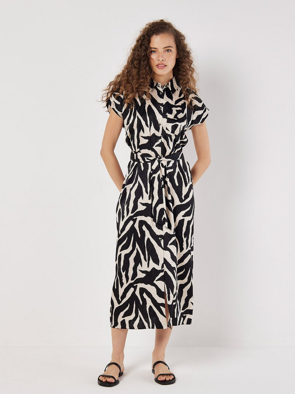 Apricot Midikleid Damen gemustert