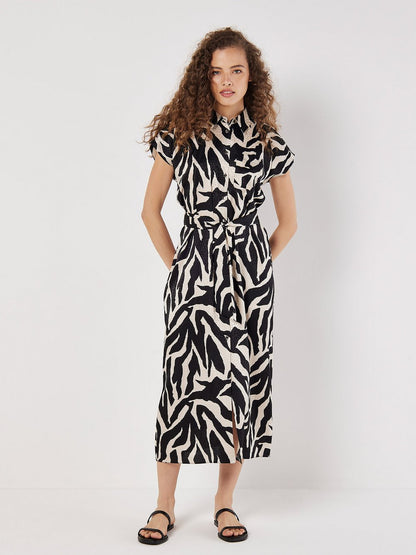 Apricot Midikleid Damen gemustert