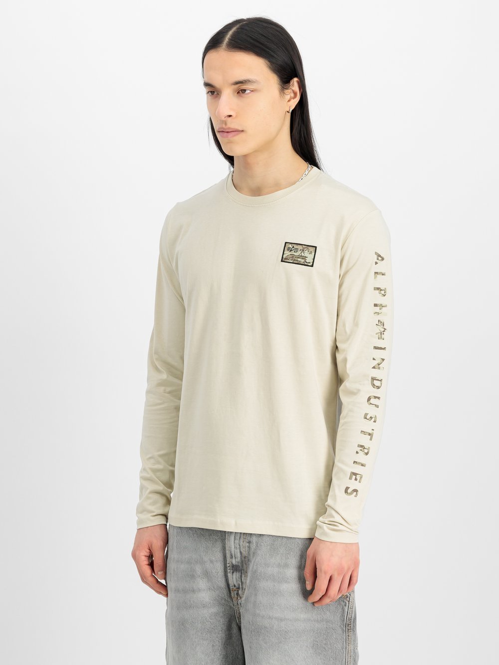 Alpha Industries Langarmshirt Herren Baumwolle bedruckt