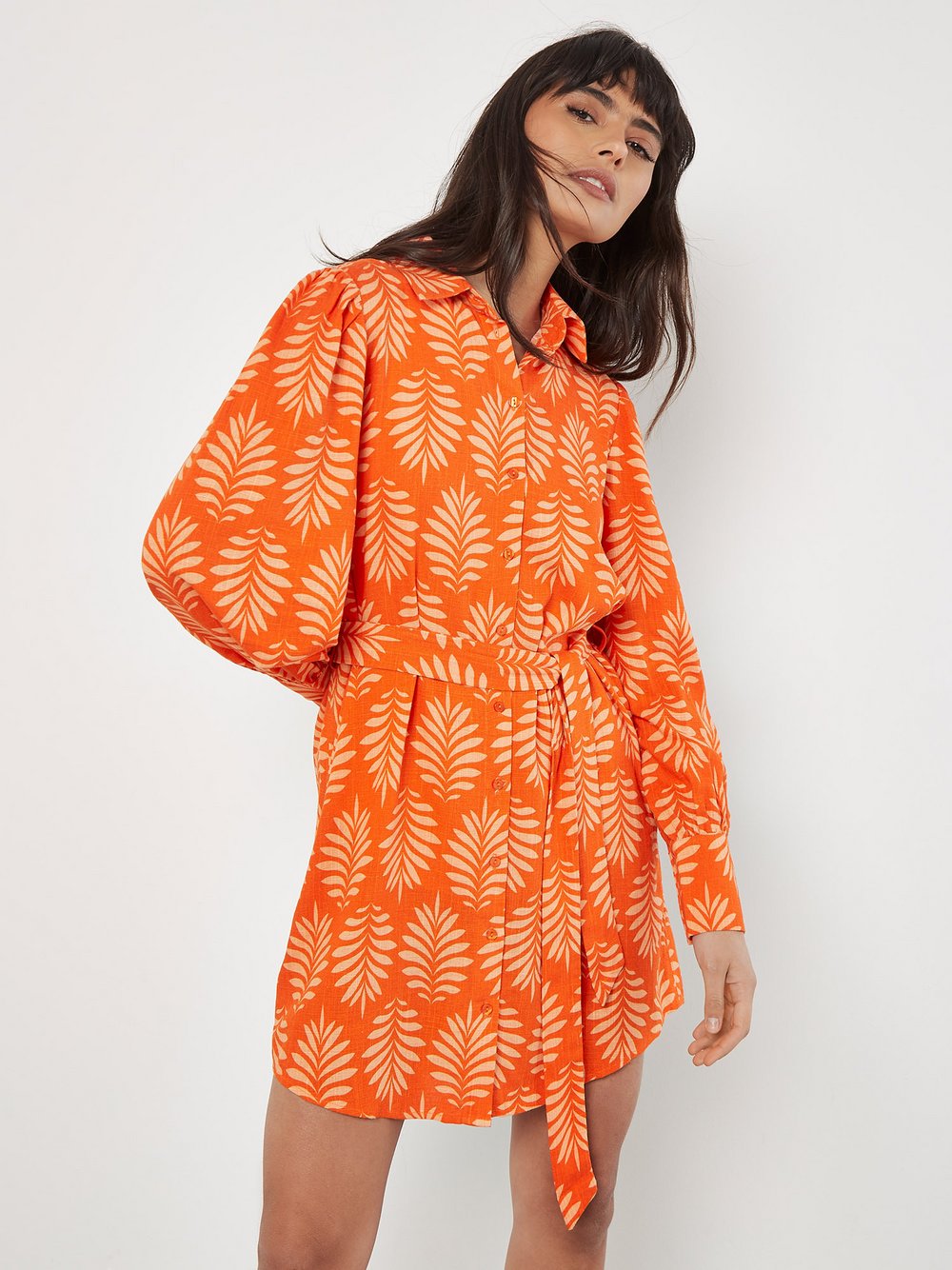 Apricot Minikleid Damen Viskose gemustert