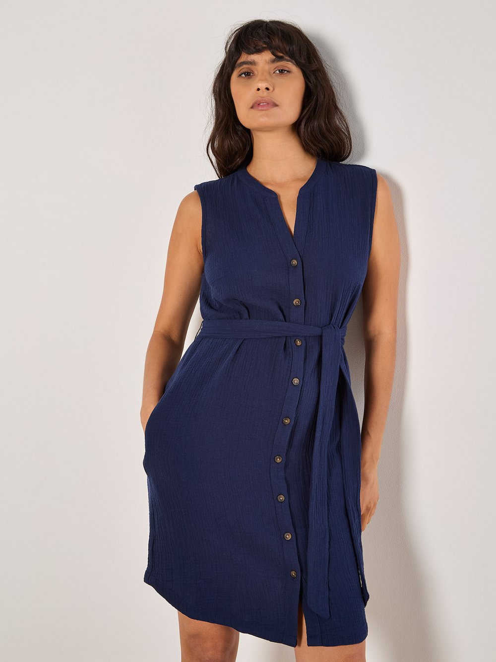 Apricot Minikleid Damen Baumwolle