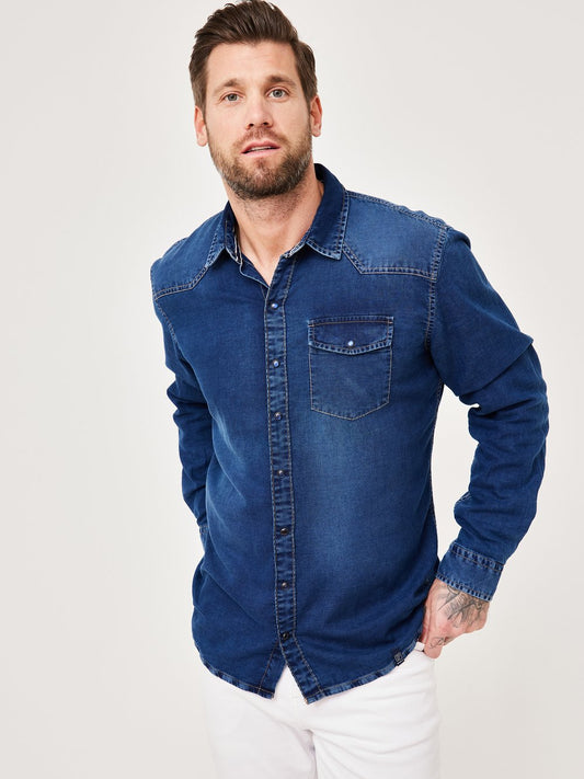 Paddock`s Jeanshemd Herren Regular Fit Baumwolle