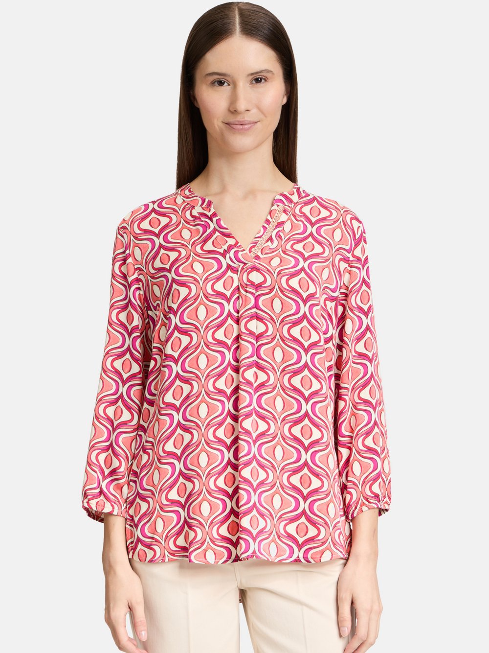 Cartoon Blusenshirt Damen Viskose gemustert