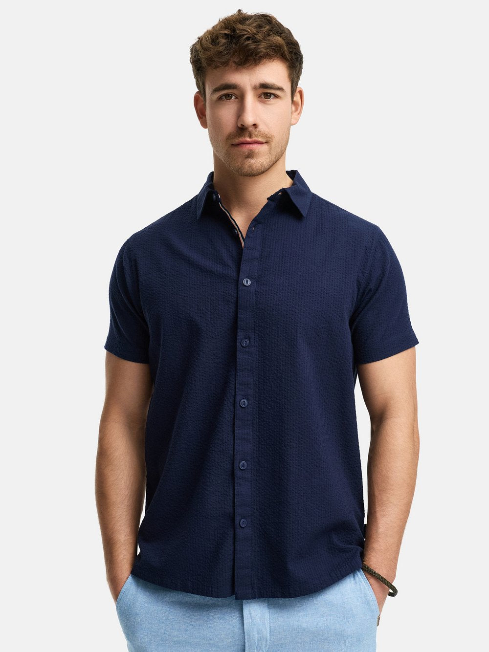 Indicode Hemd Kurzarm Herren Regular Fit Baumwolle gestreift