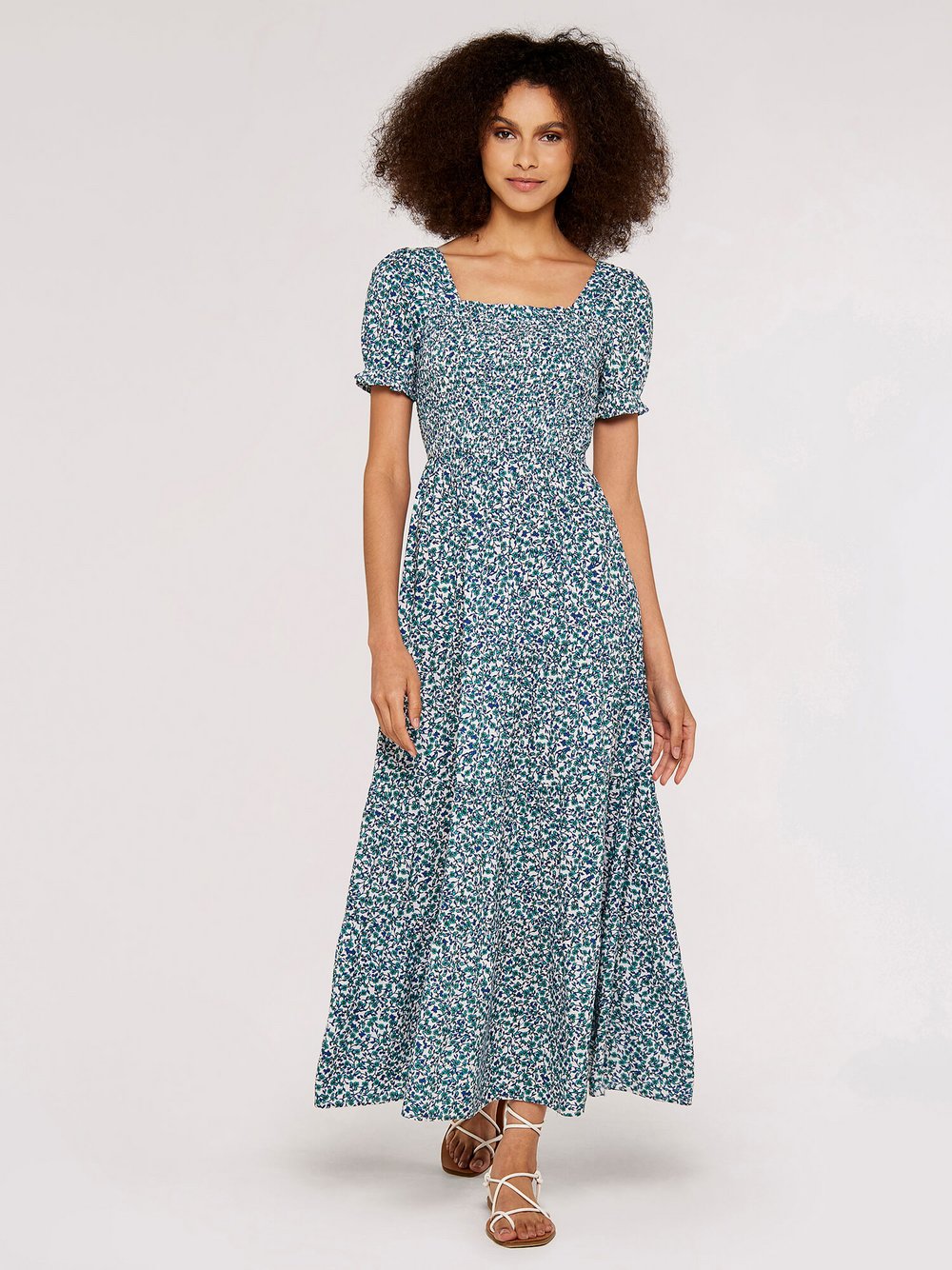 Apricot Maxikleid Damen Viskose gemustert